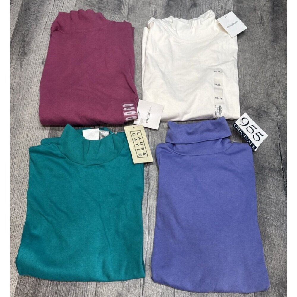 Vintage Long Sleeve Shirts Lot 4 Womens SMALL Knit Turtleneck Colorful Y2K NEW - Picture 10 of 10